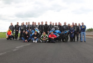 Group photo of riders and coaches at James Whitham track training day at Croft