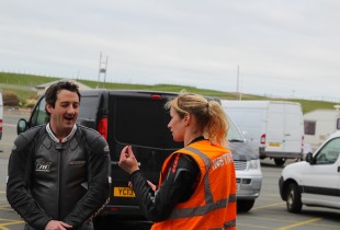 Jenny Tinmouth gives instruction at one of the James Whitham motorcycle track training day events.
